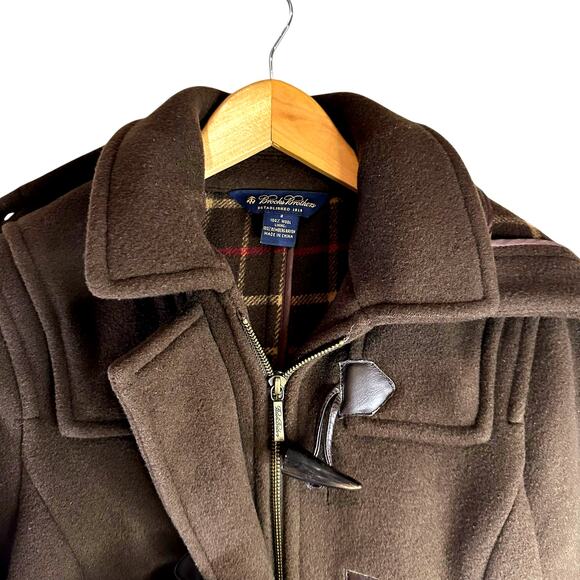Brooks Brothers Womens Duffle Coat Jacket Toggle Hooded Wool Brown Size 2 Winter - Picture 3 of 16
